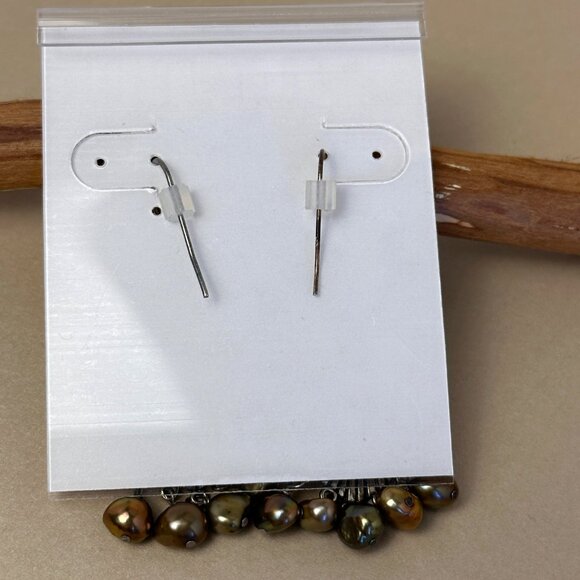 Peyote Bird Boho Teardrop Earrings Bronze Pearls Oxidized Silver NWT Signed - Picture 7 of 11